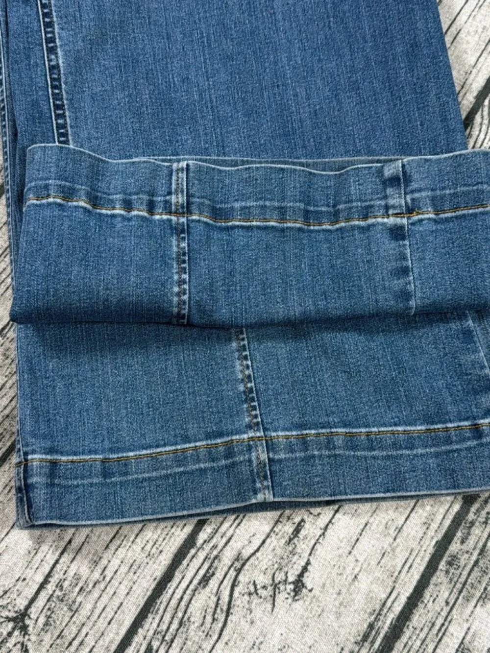 Spanx Wide Leg Jeans Womens L Medium Blue Wash High Rise Pull On Style - Picture 5 of 9